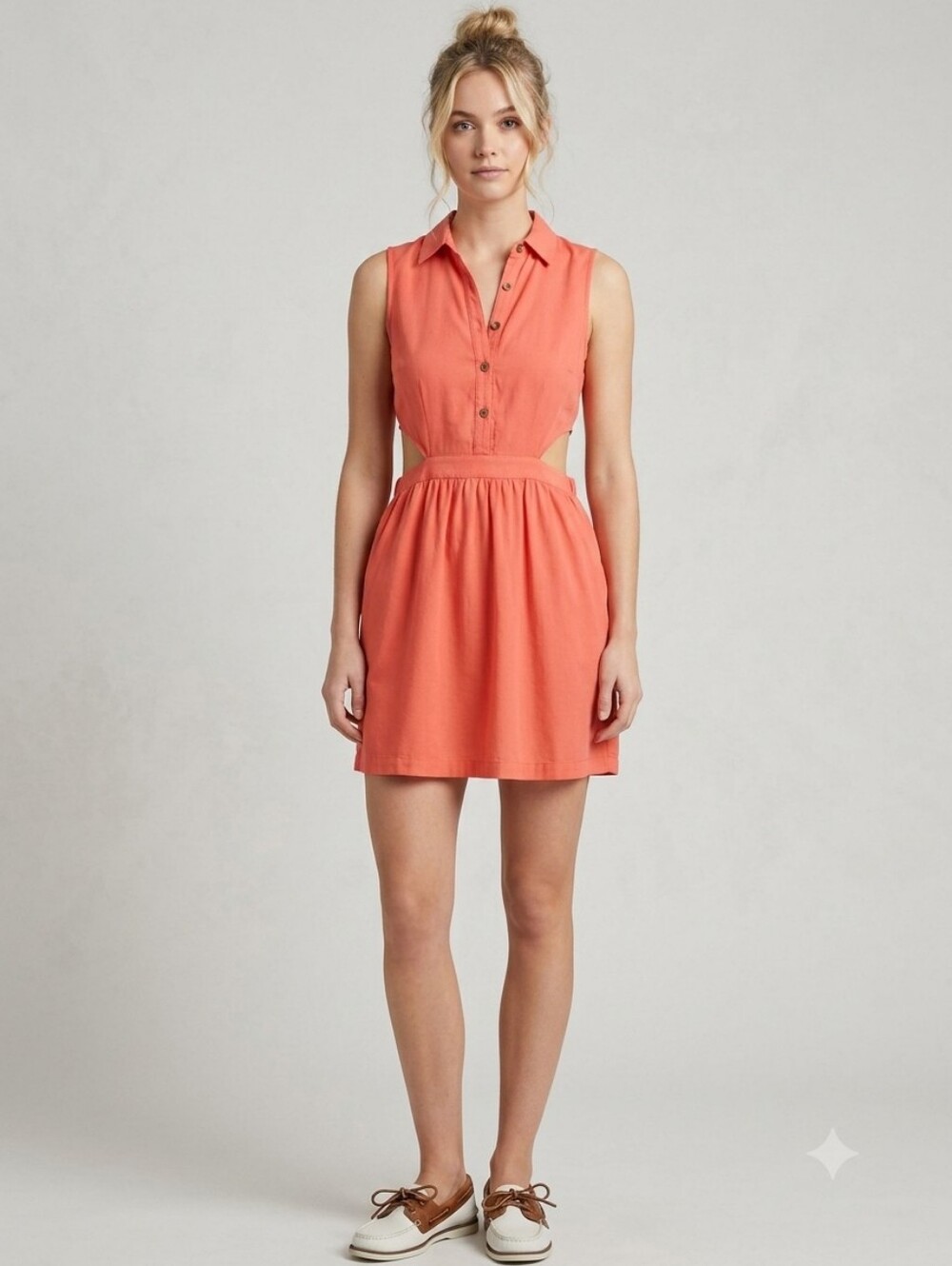 TCEC Los Angeles• Coral Cut-Out Retro Style Dress